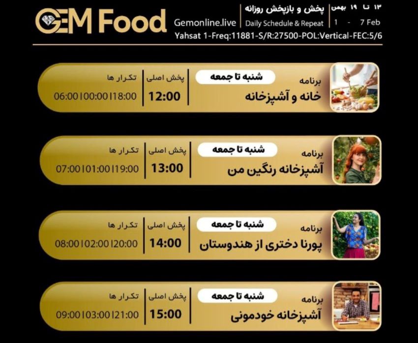 لیست پخش سریال های GEM FOOD