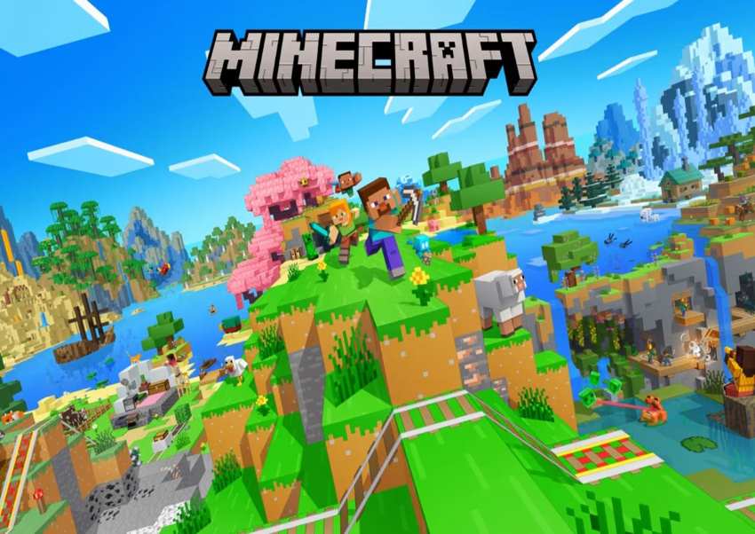 تصویری از دنیای بلوکی بازی ماینکرفت – Minecraft که یکی از خلاقانه‌ترین بازی های Xbox 360 در ژانر بقا به‌شمار می‌رود.