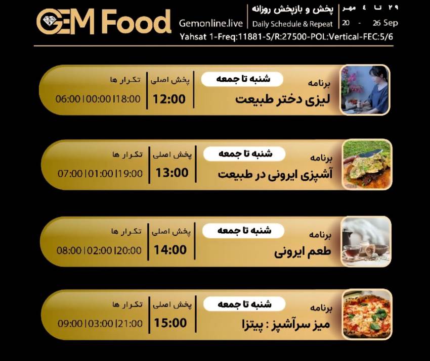 لیست پخش سریال های GEM FOOD