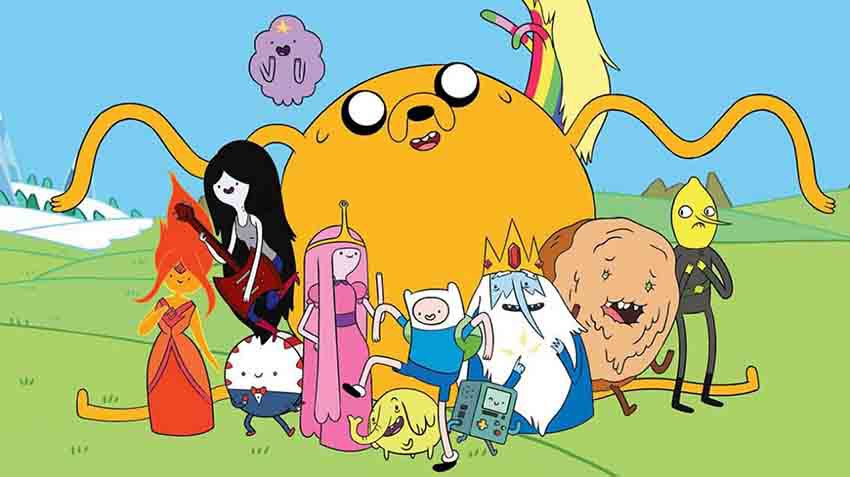 وقت ماجراجویی – Adventure Time درباره فین و سگ جادویی‌اش جیک است که در جهانی فانتزی به سفر می‌روند و نمونه‌ای شاخص از انیمیشن های فلسفی محسوب می‌شود.